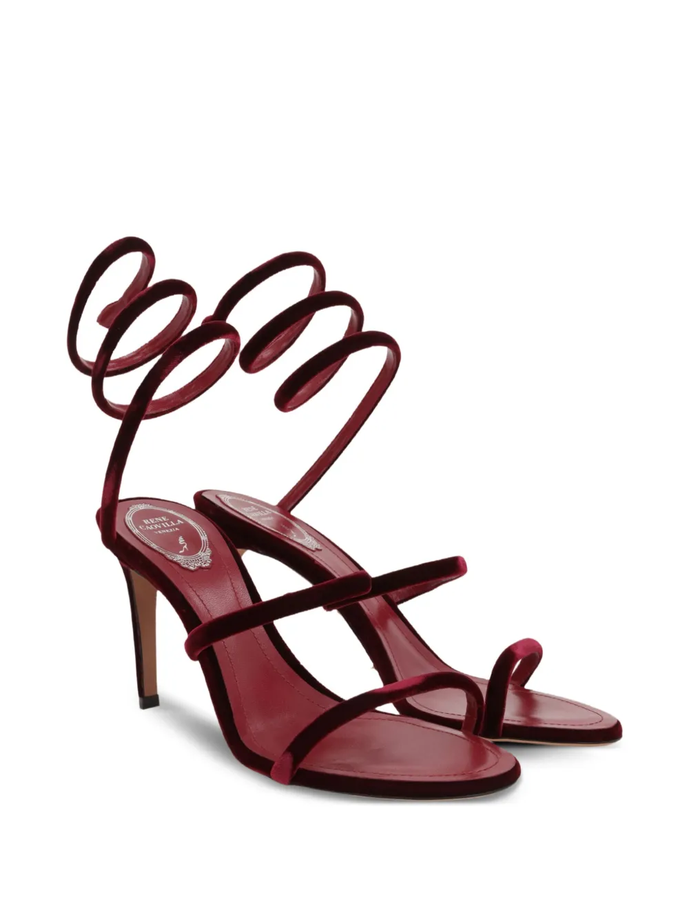 René Caovilla 80mm spiral-strap sandals Red