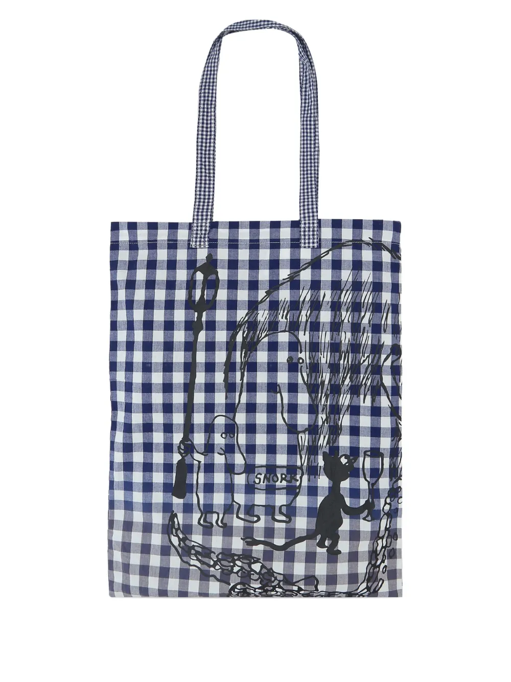 Comme des Garçons TAO Shopper met grafische print en gingham ruit Blauw