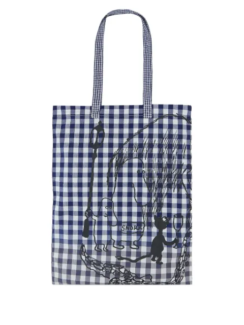 Comme des Garçons TAO gingham-pattern graphic-print tote bag