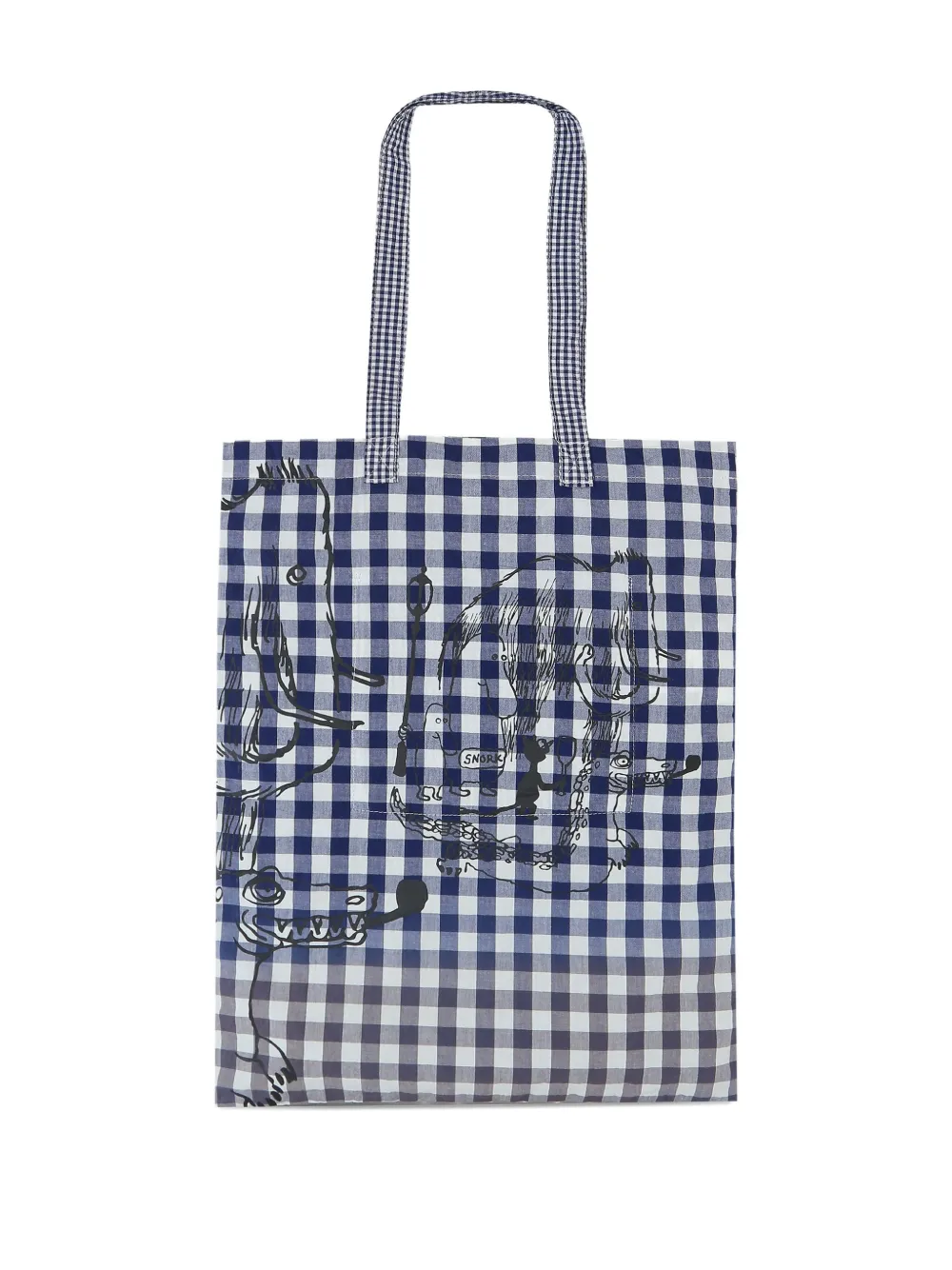 Comme des Garçons TAO Shopper met grafische print en gingham ruit Blauw