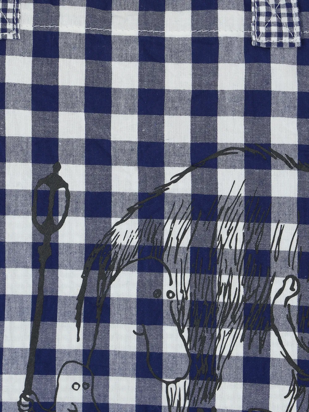 Comme des Garçons TAO Shopper met grafische print en gingham ruit Blauw