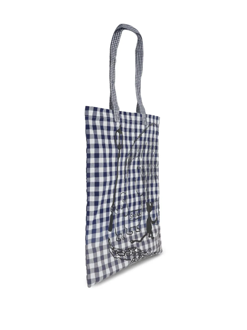 Comme des Garçons TAO Shopper met grafische print en gingham ruit Blauw