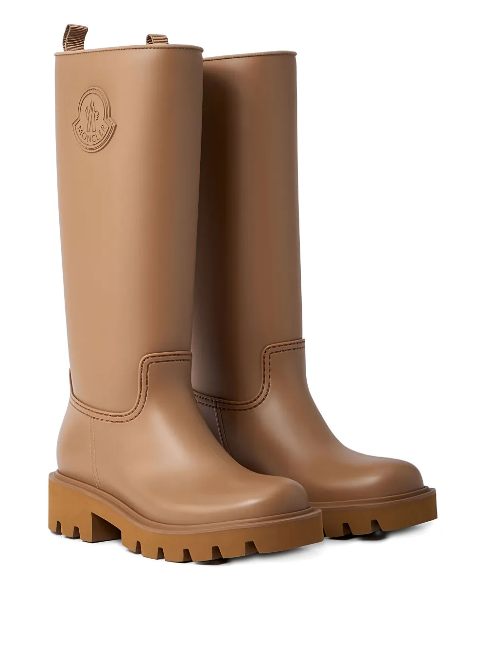 Moncler Kickstream Rubber Rain Boots In Brown