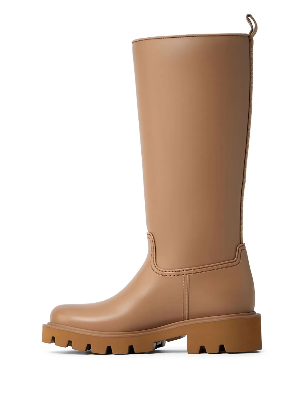 Moncler logo-patch knee-high boots Brown