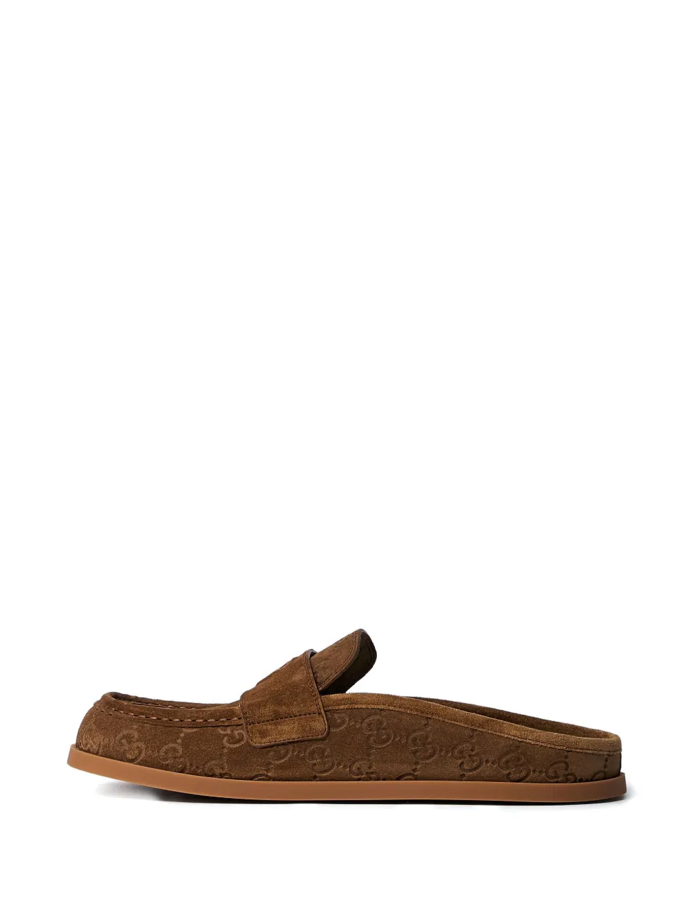 Gucci logo-embossed flat mules Brown