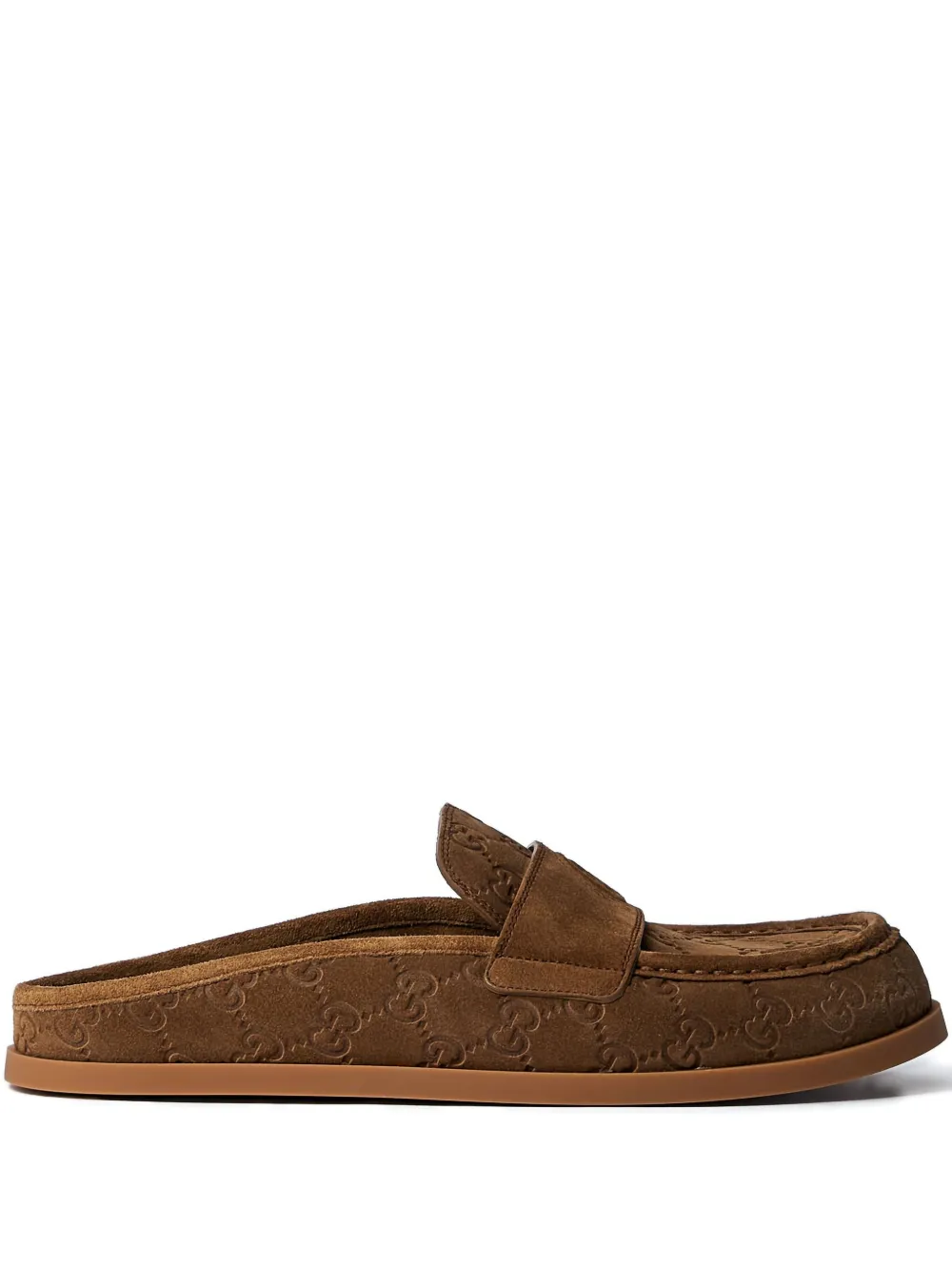 Gucci logo-embossed flat mules Brown