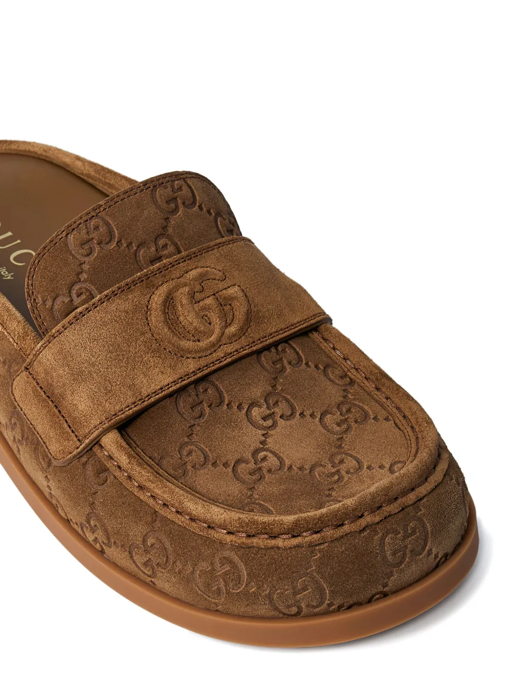 Gucci logo-embossed flat mules Brown