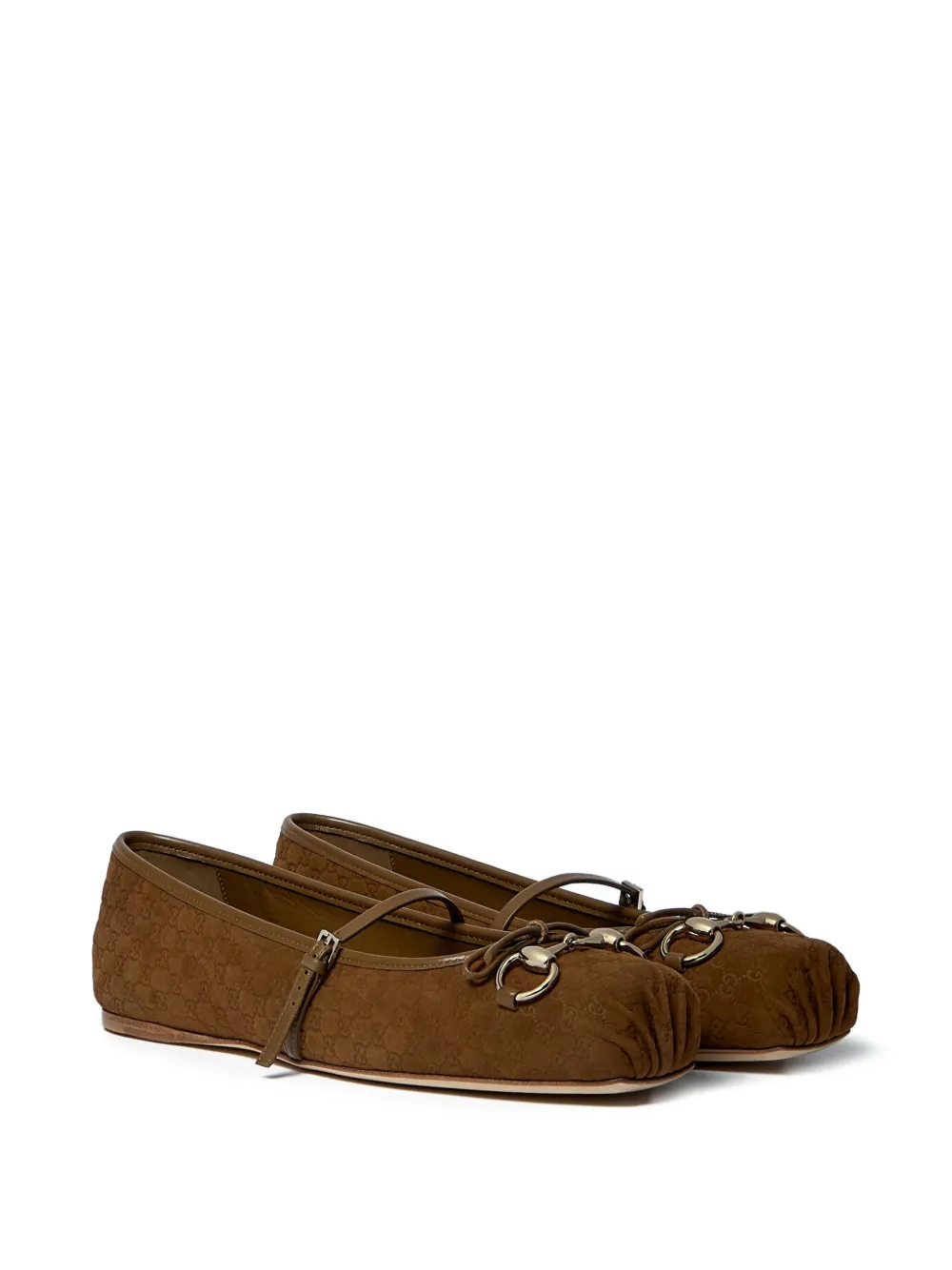 Gucci Horsebit balletschoenen met vierkante neus Bruin