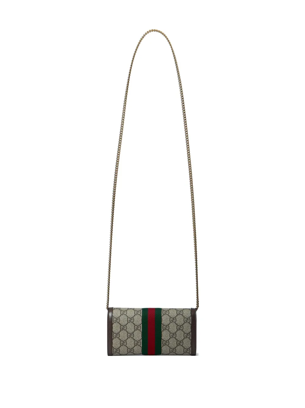 Gucci GG canvas portemonnee met ketting Bruin