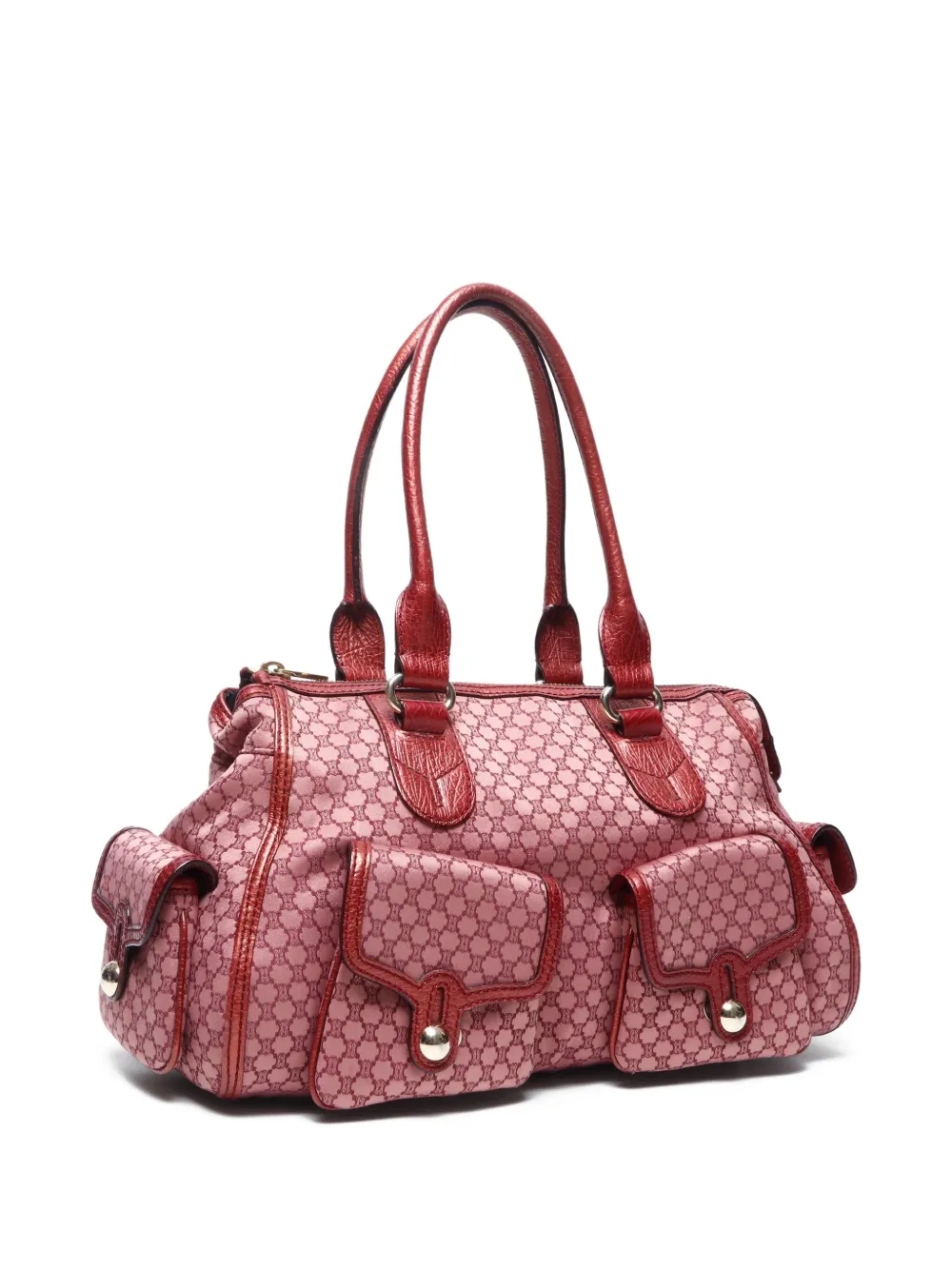 Pre-owned Celine 1990-2010 Macadam Shoulder Bag In Red