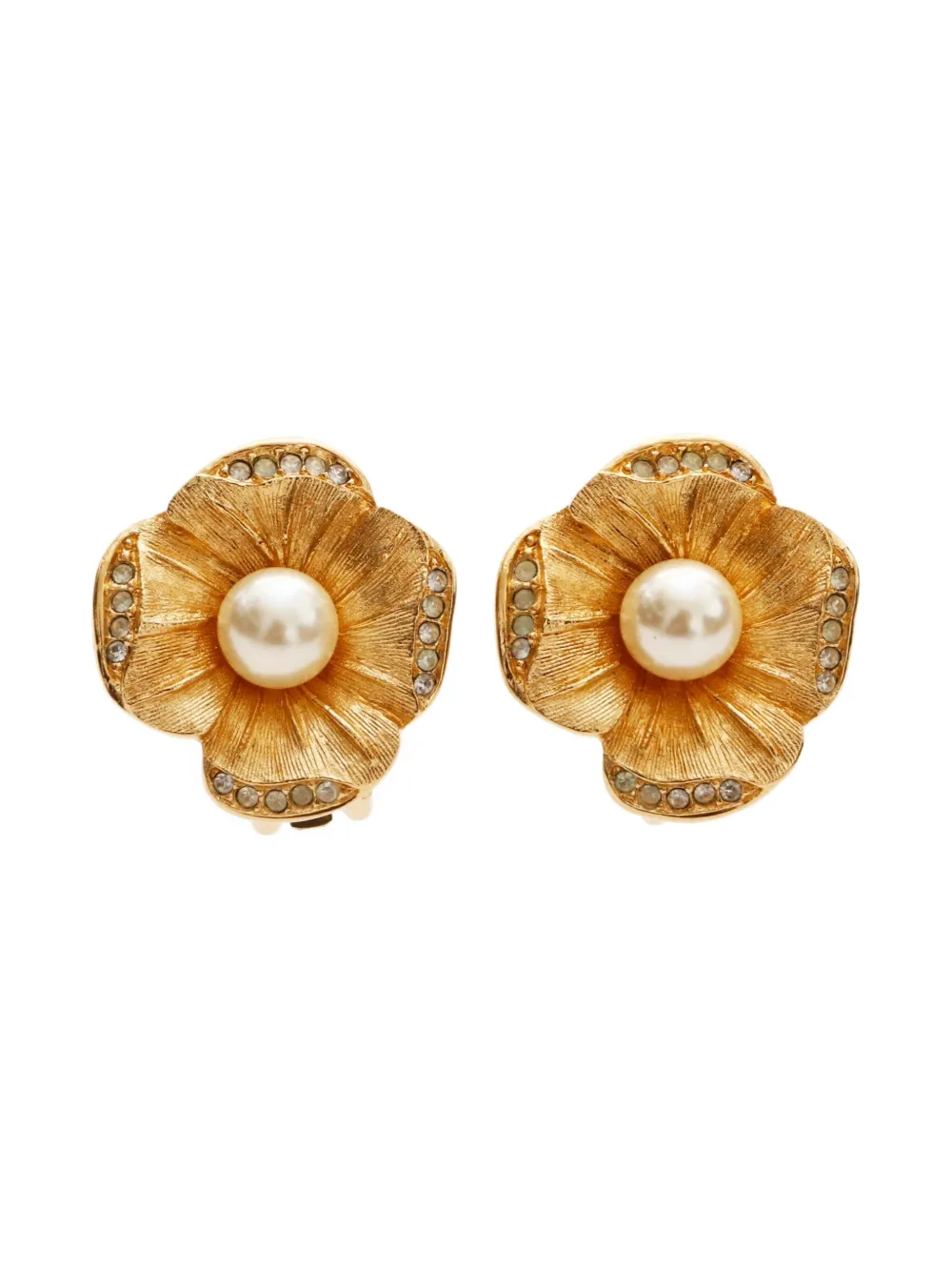 1980-1990s Flower-motif clip-on earrings