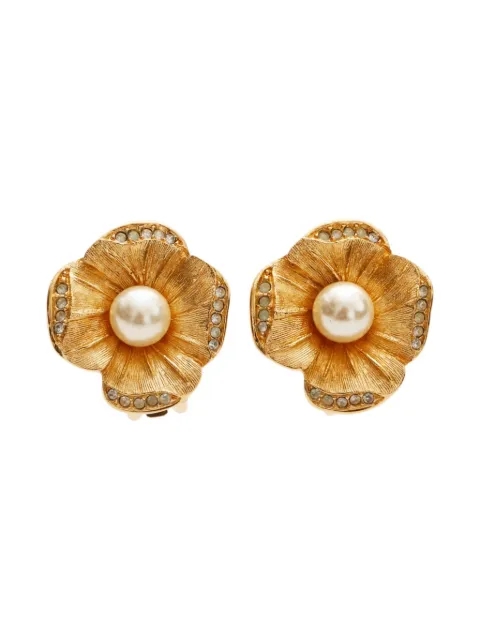 Christian Dior Pre-Owned 1980-1990s Flower-motif clip-on earrings