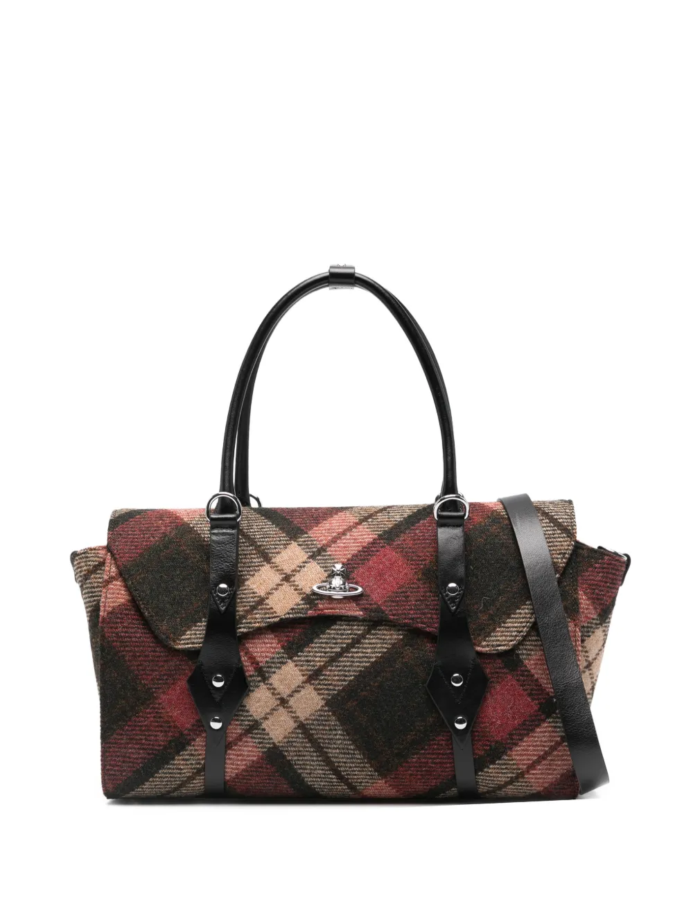 Vivienne Westwood Harris Tweed Check tartan tote bag - Marrone