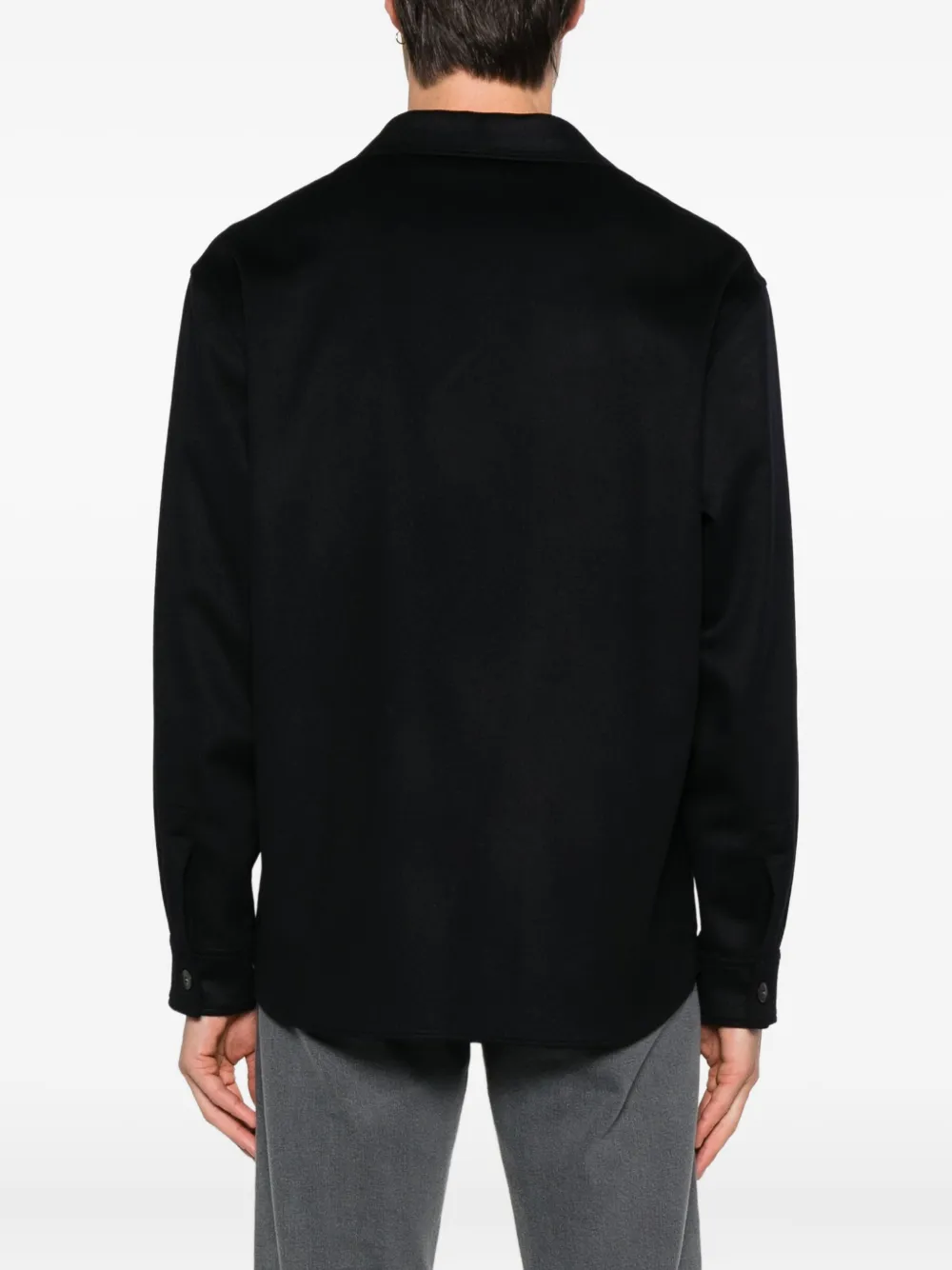 Canali Patch-pocket Button-down Jacket In Black