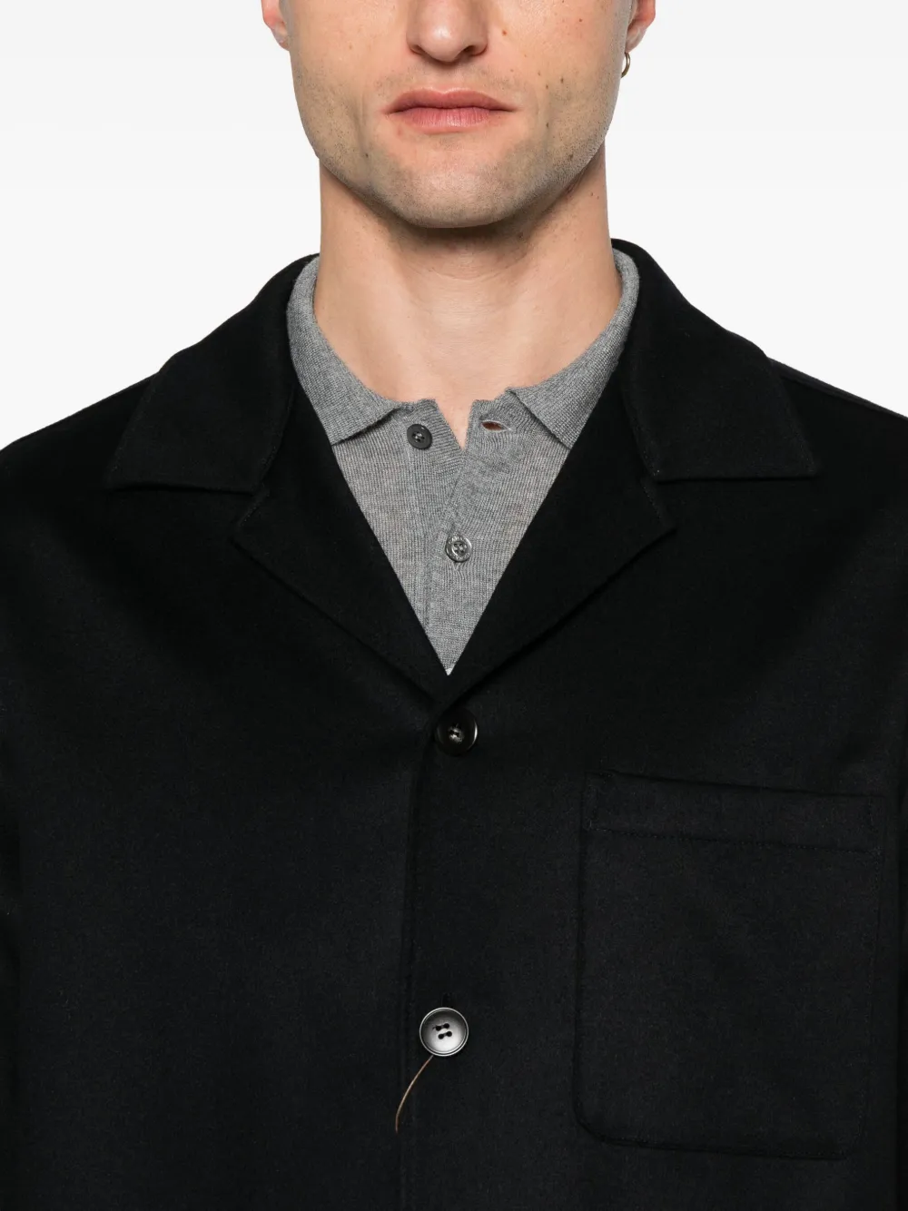 Canali Patch-pocket Button-down Jacket In Black