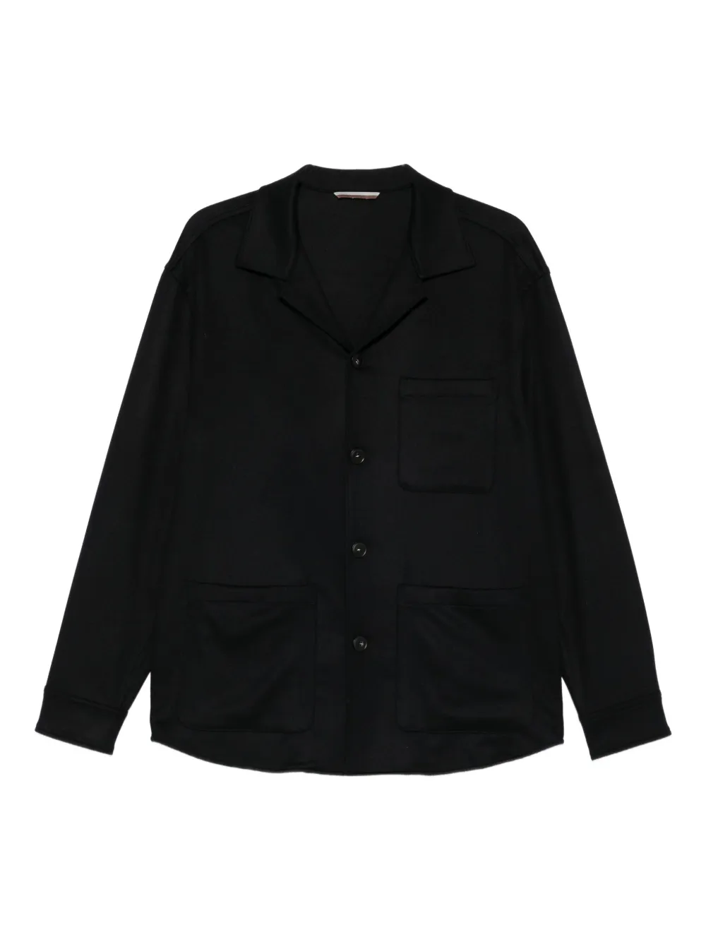 Canali Patch-pocket Button-down Jacket In Black