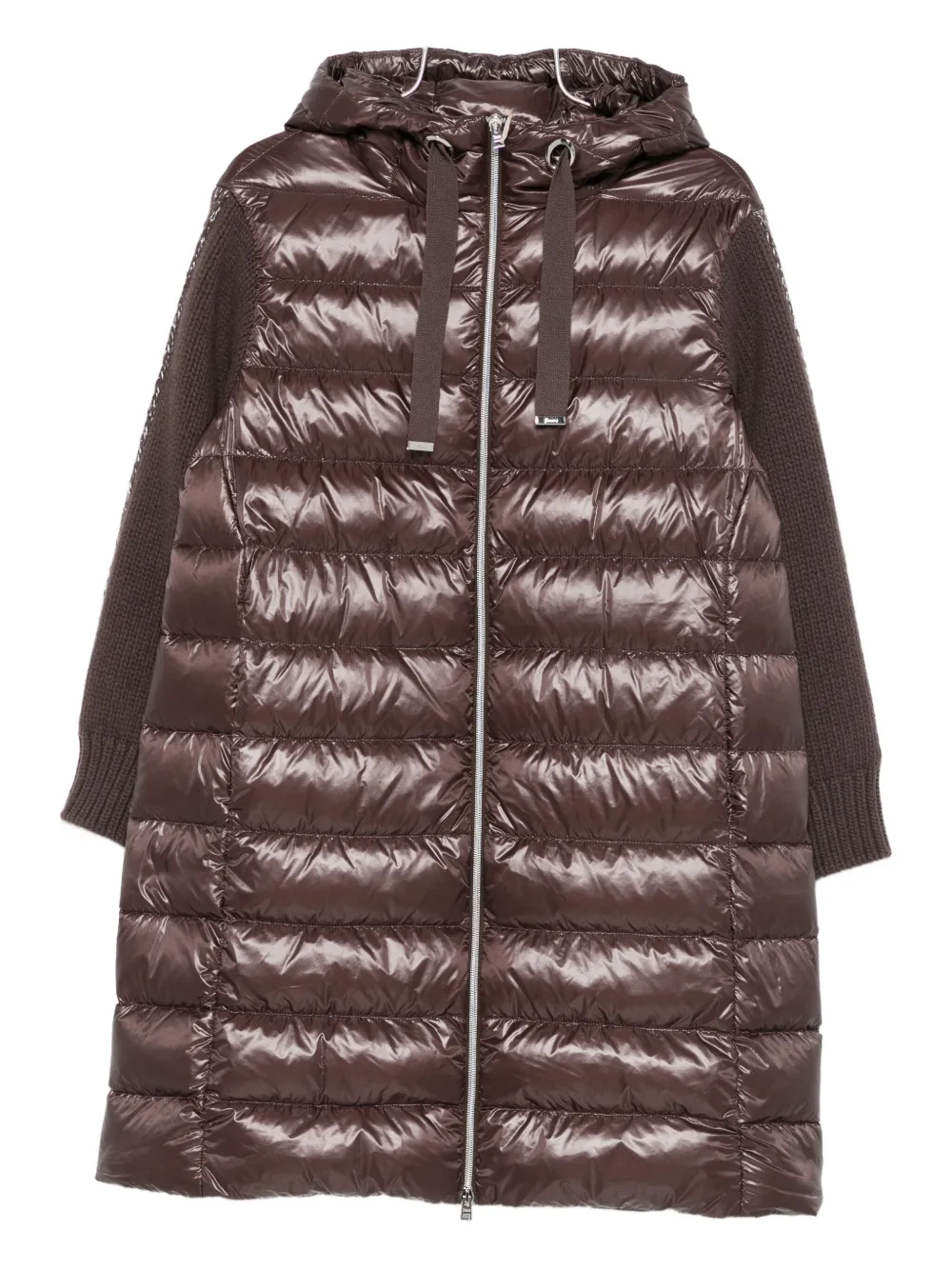 Herno Hooded Quilted Coat In Brown
