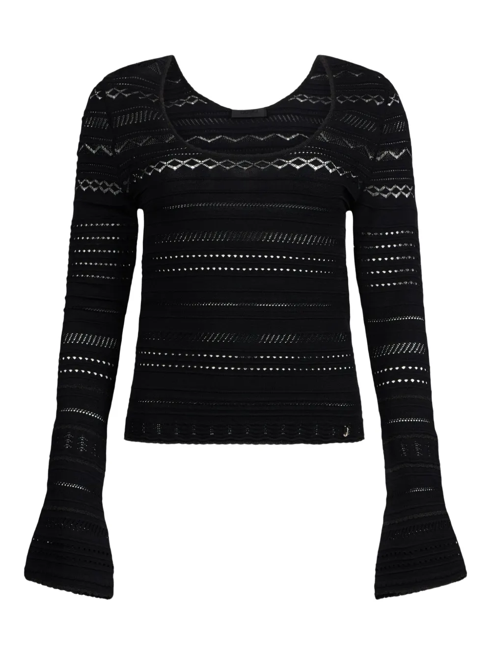 LIU JO lace-stitch bell-cuff jumper | Black | Image 1