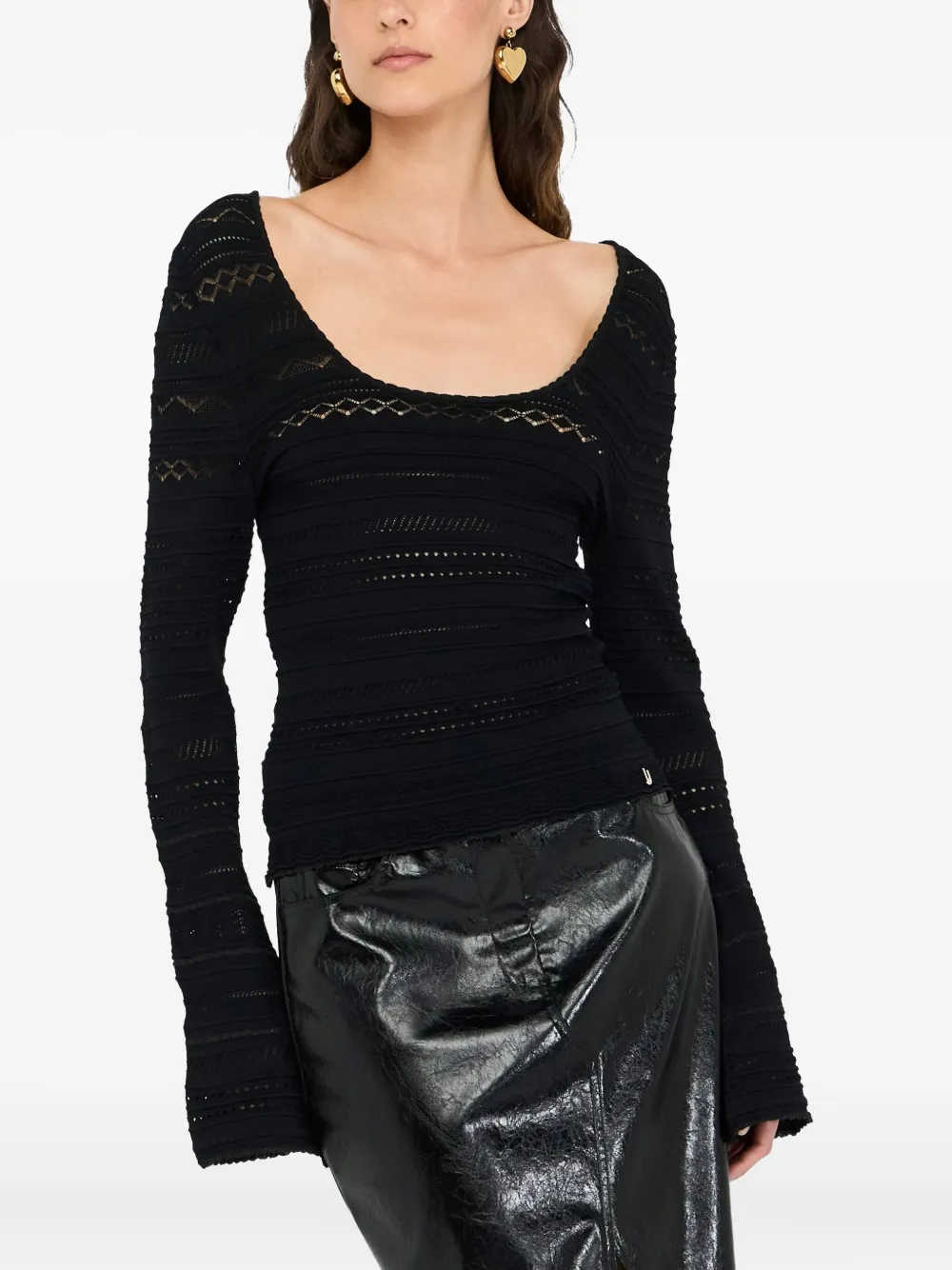 LIU JO lace-stitch bell-cuff jumper | Knitted Sweaters | Image 2