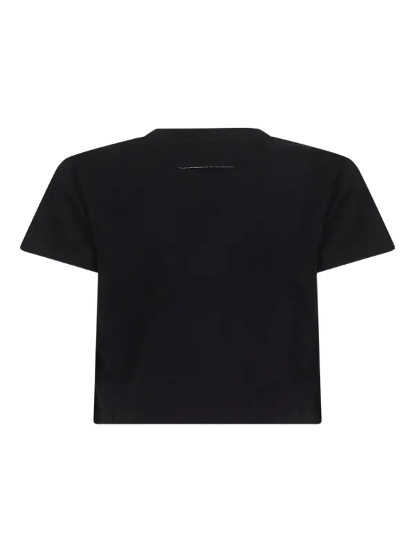 MM6 Maison Margiela Numbers Motif Cropped T-shirt | Black | FARFETCH