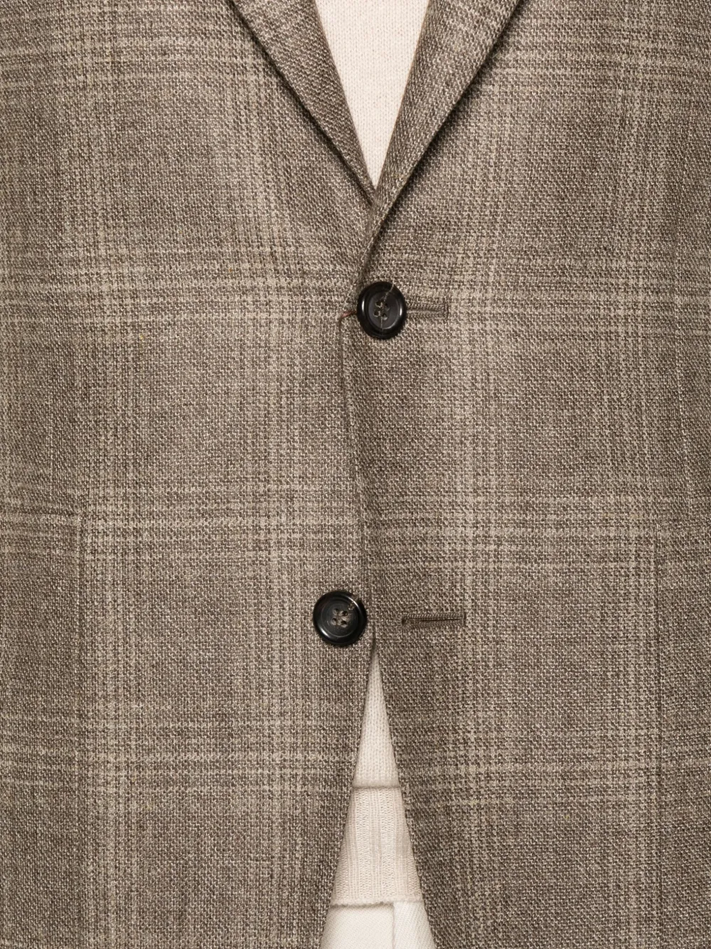 Canali Checked Wool Blazer In Brown