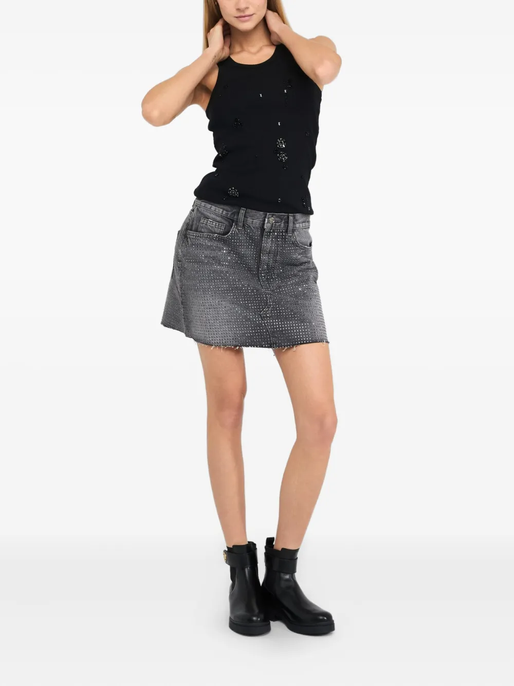 LIU JO frayed denim skirt Grijs