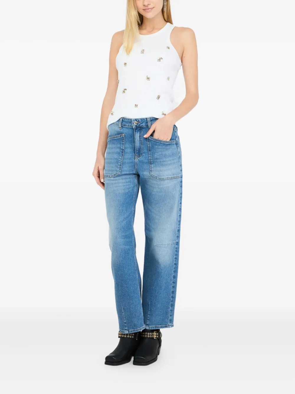 LIU JO high-rise five-pocket design jeans Blauw