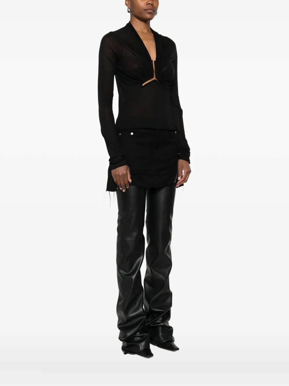 Rick Owens cut-out long-sleeve top Zwart