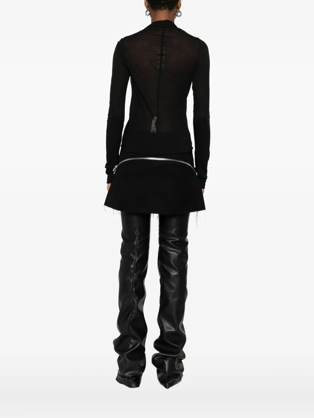 Rick Owens cut-out long-sleeve top Zwart