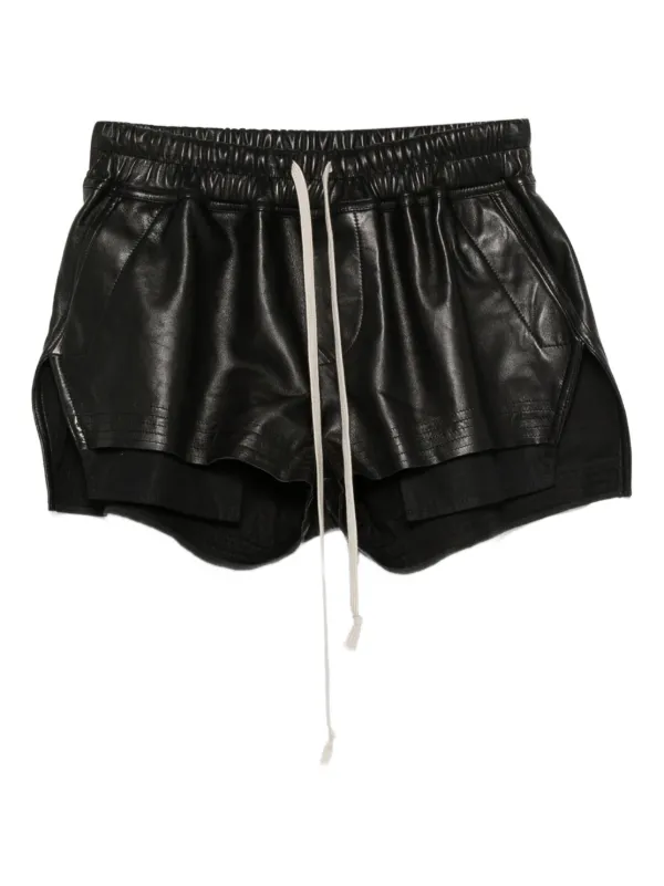 Rick Owens 黒色のショートパンツ Rick Owens レザーショートパンツ | ブラック | FARFETCH JP