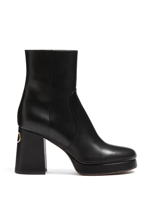 Valentino Garavani Fawcette Platform Ankle Boots in Calfskin 90mm in Black