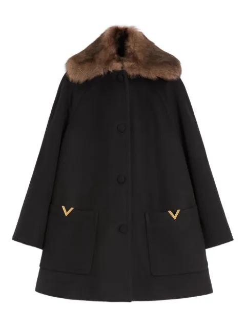 Valentino Garavani shearling-collar buttoned coat