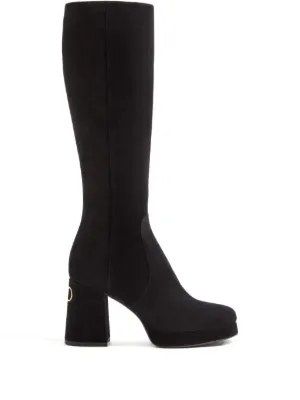 Prada Heeled Leather Boots | Black | FARFETCH