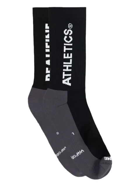Peaufine Athletics logo-detail ribbed crew socks