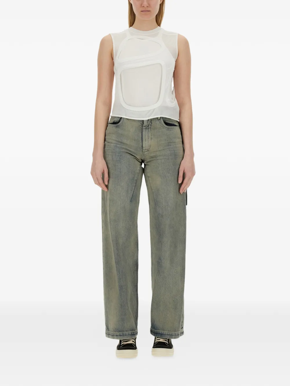 Rick Owens DRKSHDW カットアウト ノースリーブトップ | ホワイト
