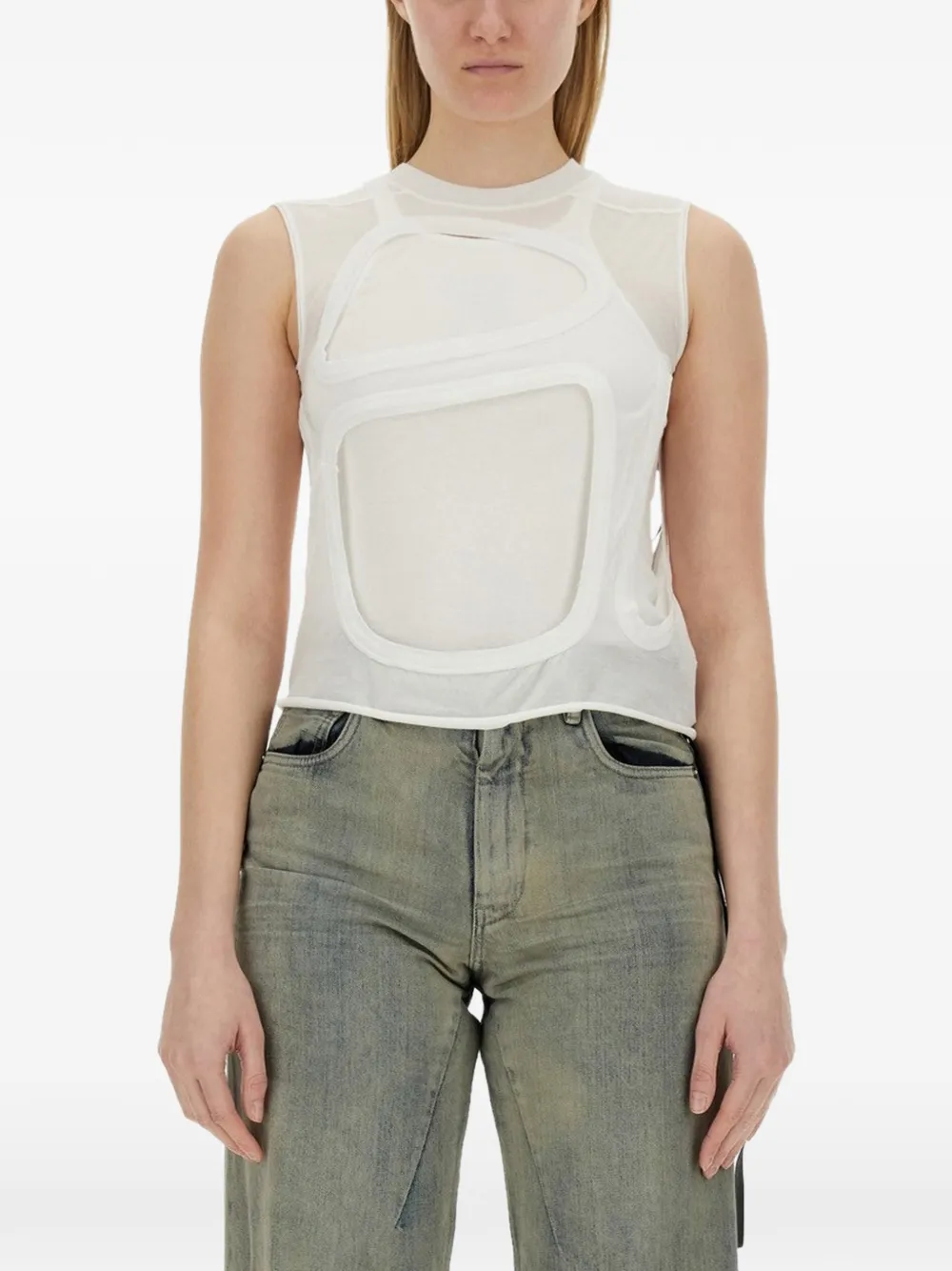 Rick Owens DRKSHDW cut-out sleeveless top - Bianco