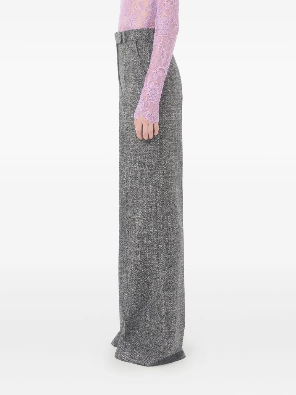 Valentino Pressed-crease Virgin-wool Trousers In Gray