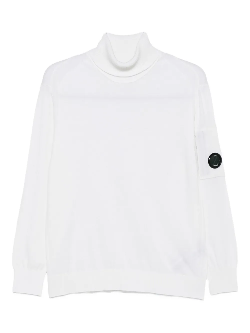 C.p. Company Lens-detail Turtleneck Sweater In White