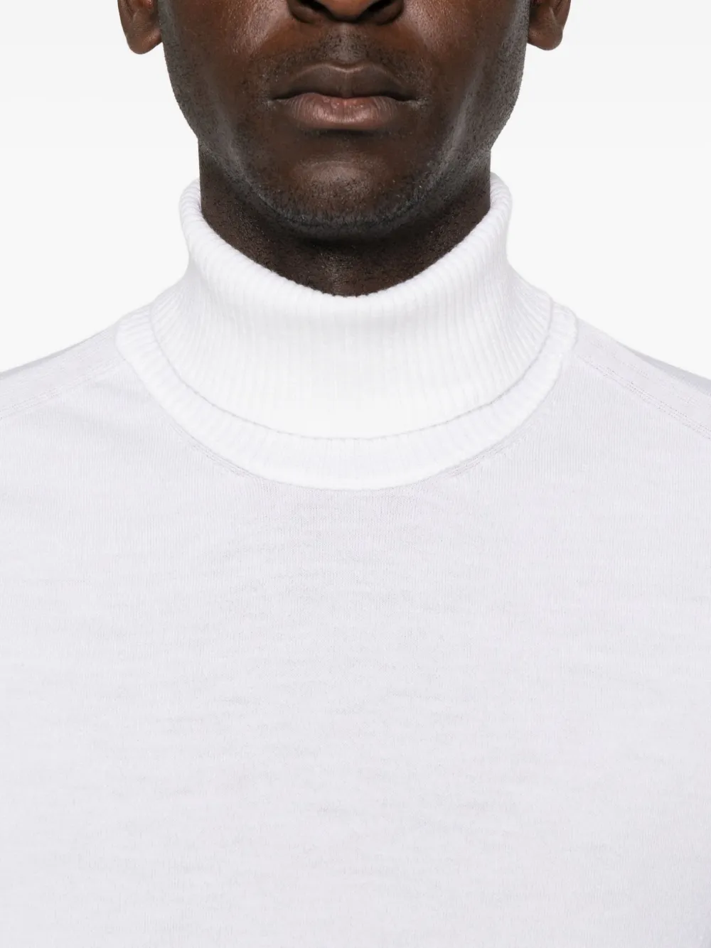 C.p. Company Lens-detail Turtleneck Sweater In White