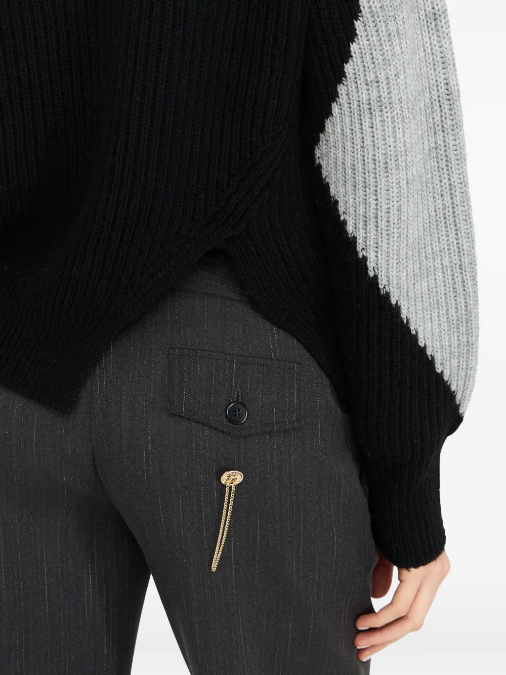 Liu •jo Liu Jo Color-blocked Geometric Knit Sweater In Multi