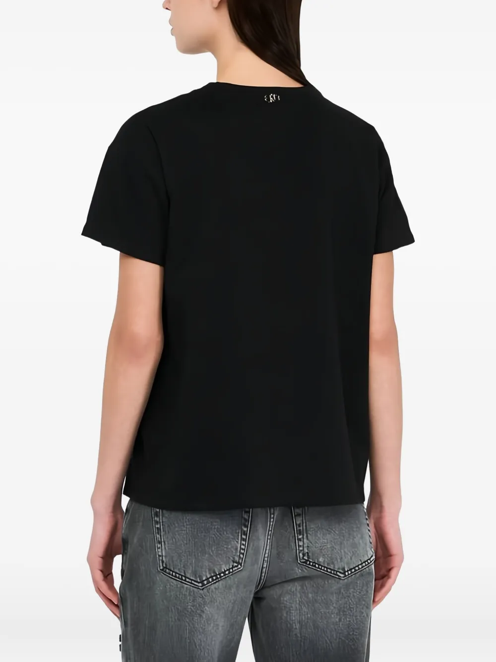 Liu •jo Floral Sequin Embroidery T-shirt In Black
