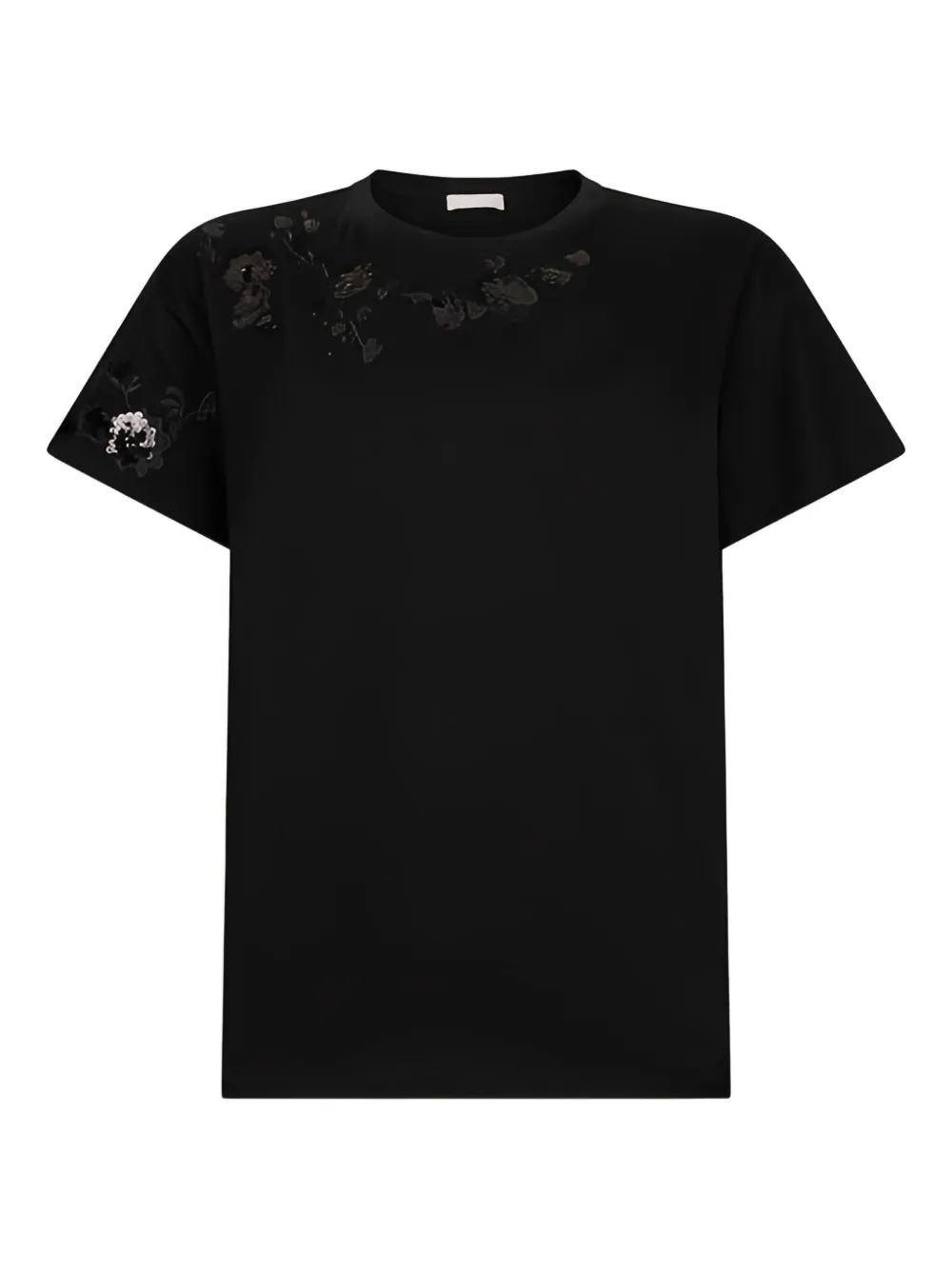 Liu •jo Floral Sequin Embroidery T-shirt In Black