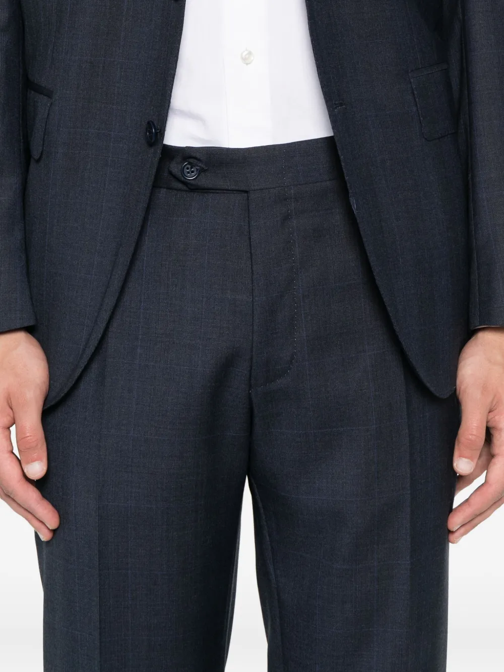 Canali Geruit pak Blauw