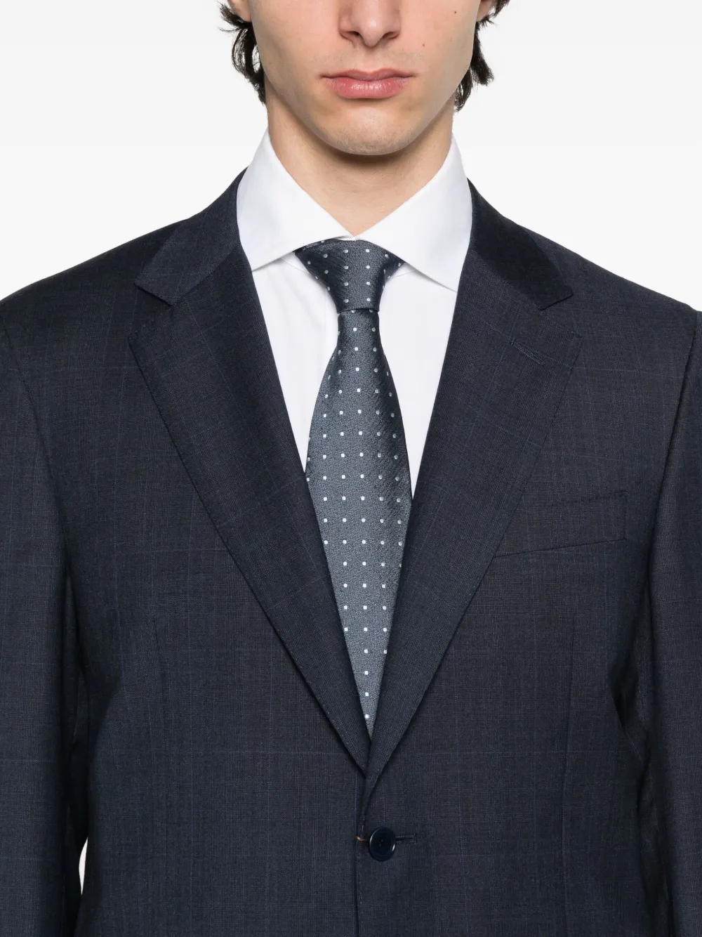 Canali Geruit pak Blauw