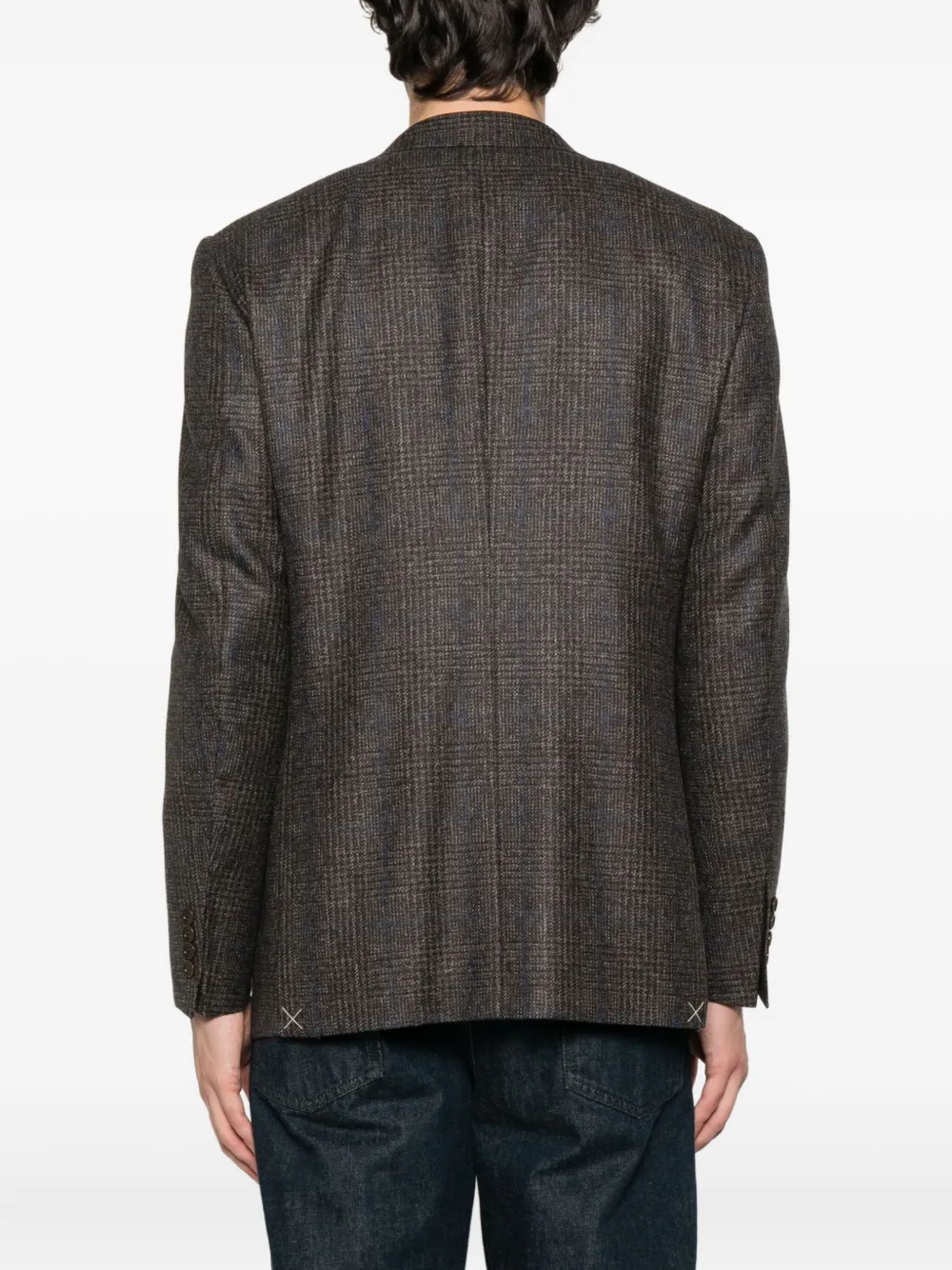 Canali Checked Single-breasted Blazer In Gray
