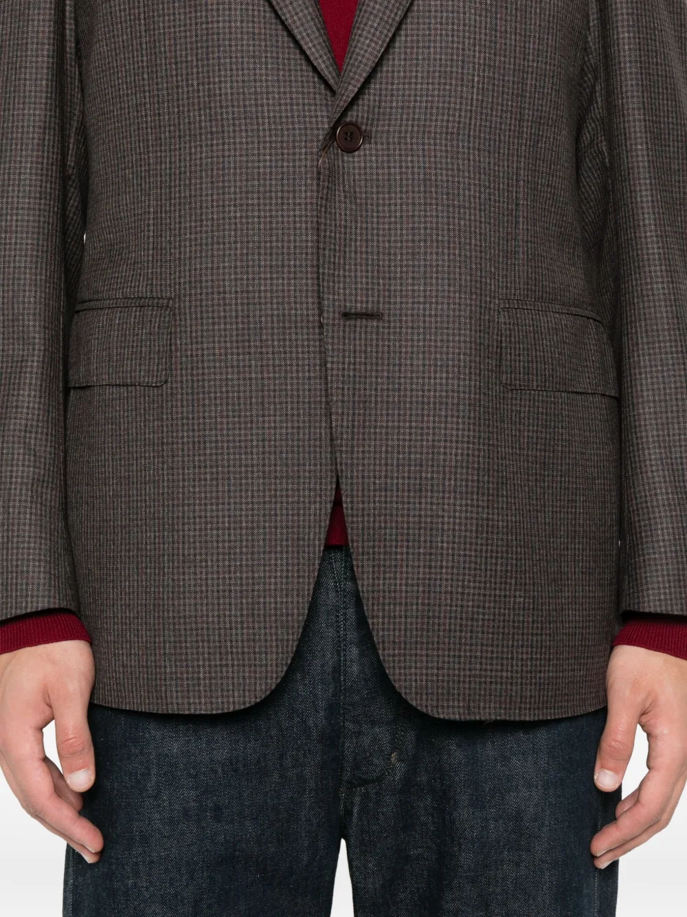 Canali Geruite blazer met twee knopen Bruin