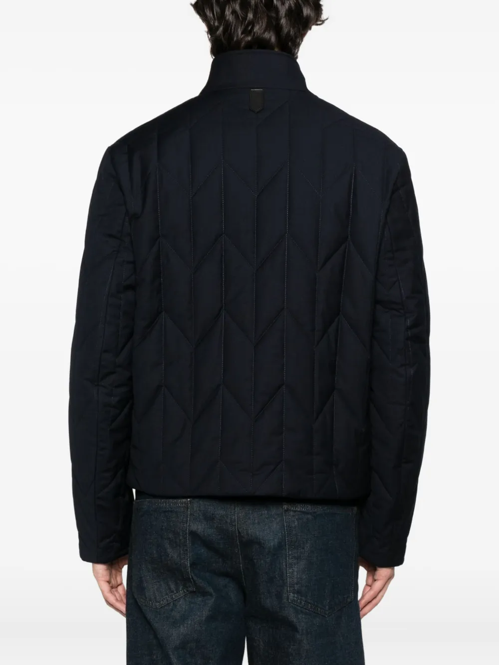 Quilted Diamond-Pattern Padded Jacket