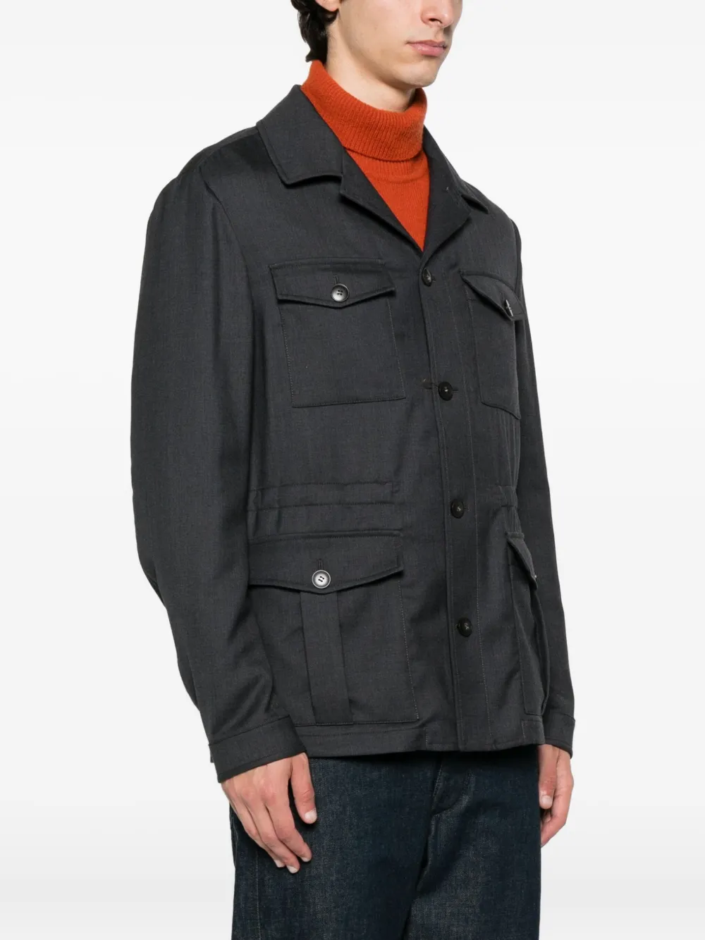 Canali Shirtjack met klepzak Grijs