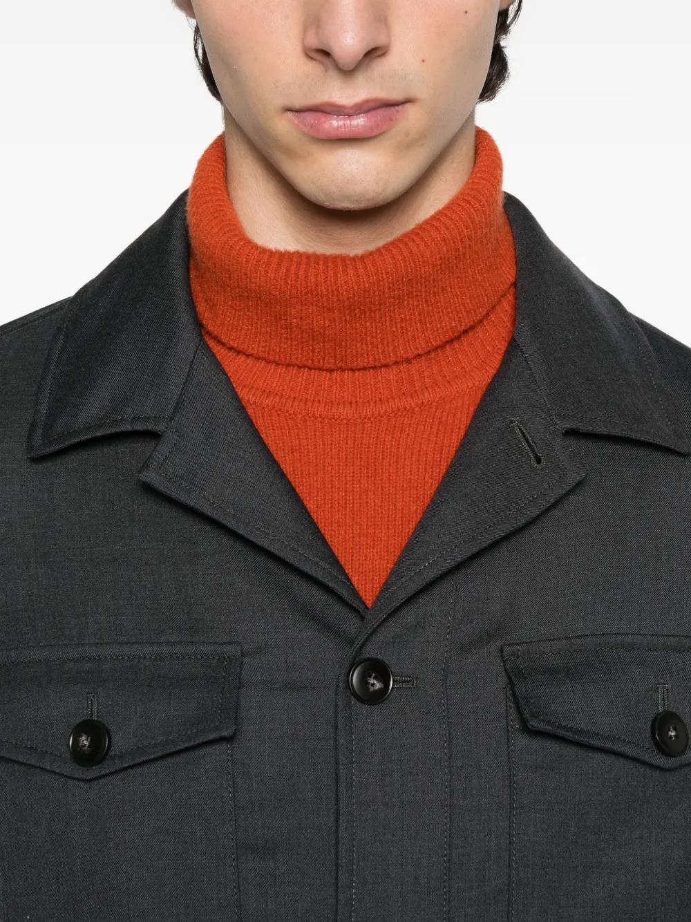 Canali Shirtjack met klepzak Grijs