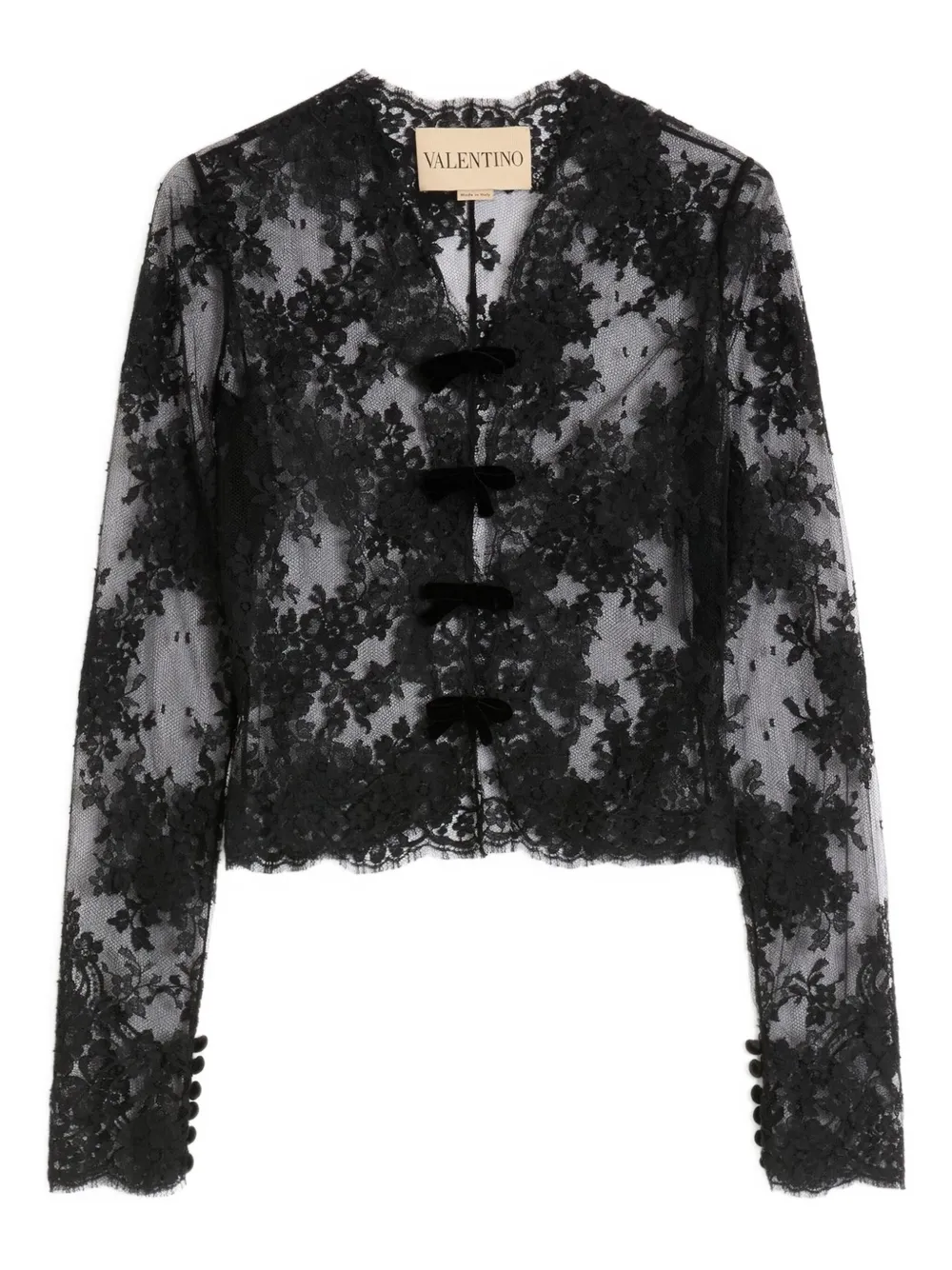 Valentino Lace-panel Top In Black
